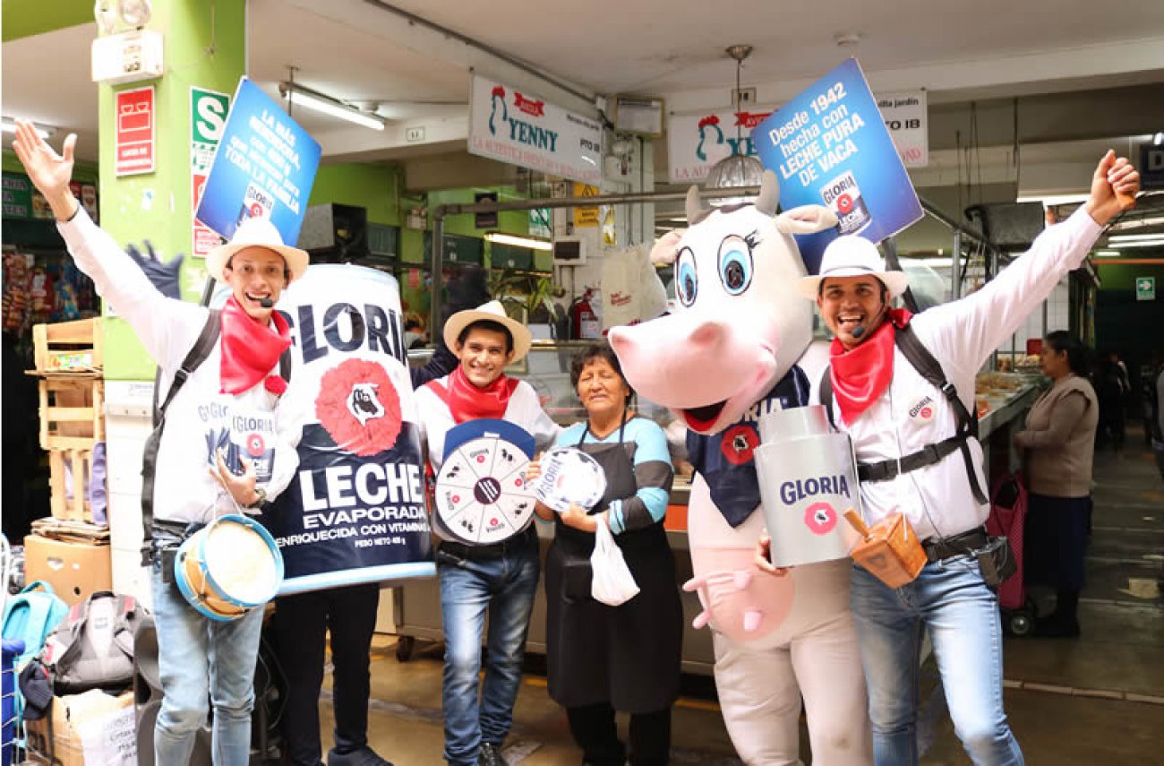 activaciones btl de promocion del tarro tradicional de leche gloria en mercados